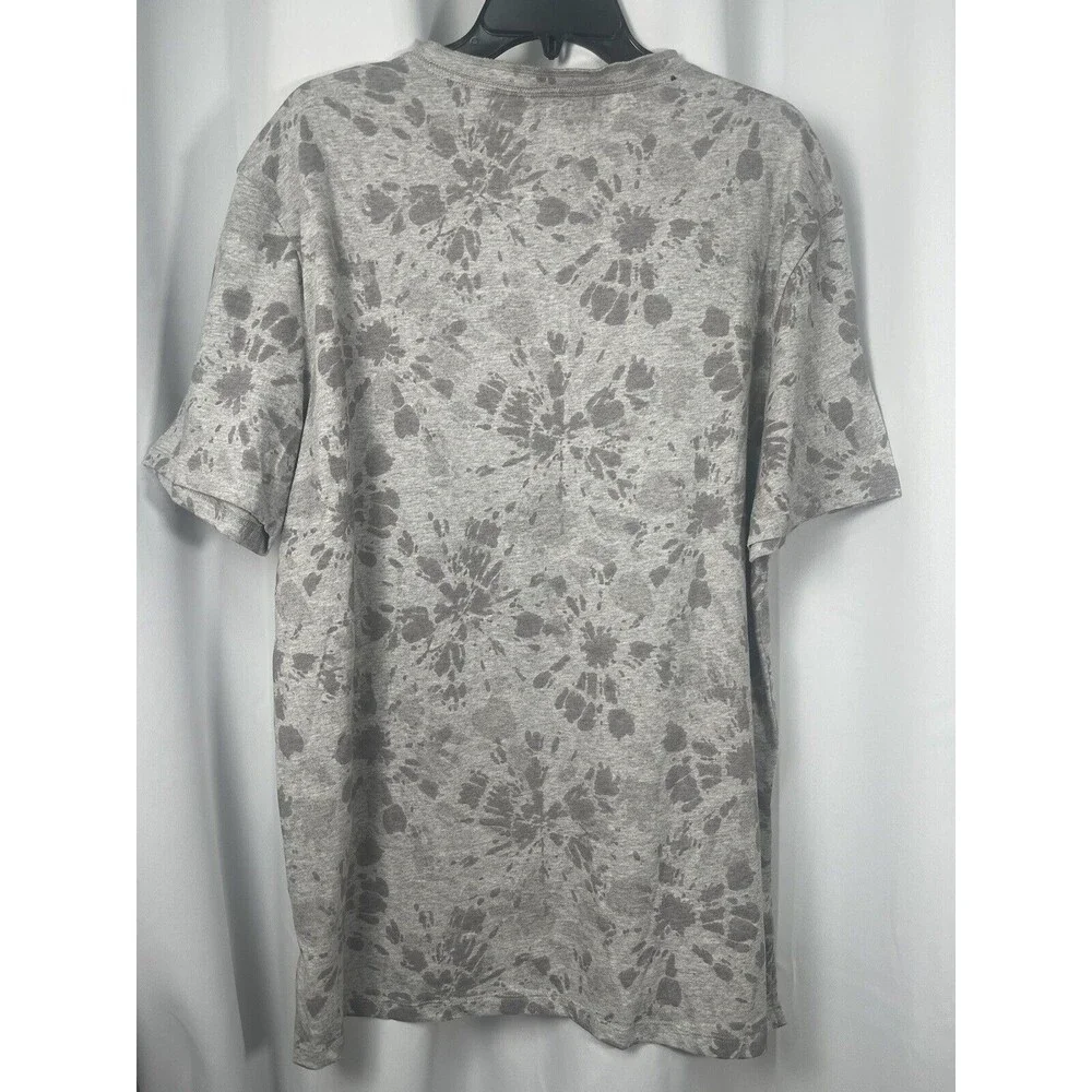 Civil Society Tie Dye Gray Print Short Sleeve Henley Cotton T-Shirt Sz XL New